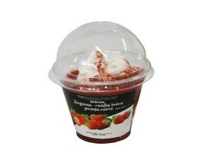 Biezpiena-vaniļas krēms zemeņu mērcē 160g