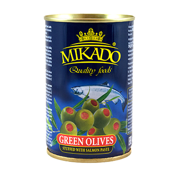 Olīvas zaļās pildītas ar lasi Mikado 280ml