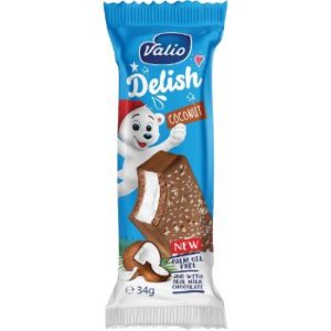 Batoniņš Delish ar piena krēmu šokolādes gl.kokosriekstu 34g