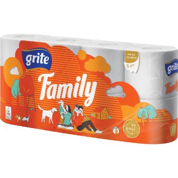 Tualetes papīrs Grite Family 3 slāņi 8 ruļļi