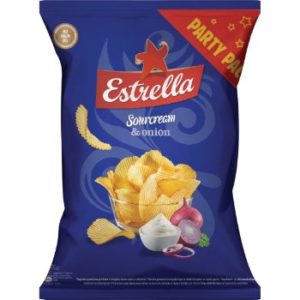 Čipsi Estrella ar lauku krējuma un sīpolu garšu 180g