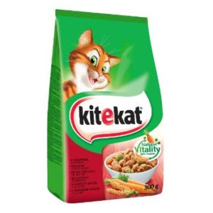 Barība kaķiem Kitekat ar lielopu gaļu un dārzeņiem 300g