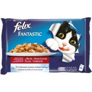 Barība kaķiem Felix konservi gaļas izlase 4x100g