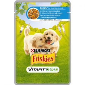 Barība suņiem Friskies Junior konservs vista/burkāni 100g