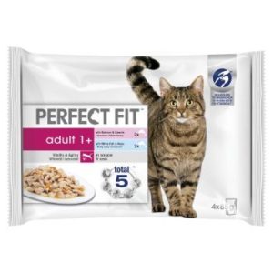 Barība kaķiem Perfect Fit 4-paka izlase ar zivīm 340g