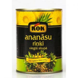 Ananāsu riņķi vieglā sīrupā KOK 565g/300g