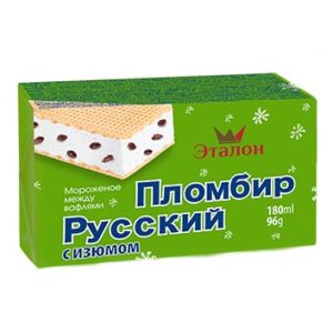 Saldējuma sendvičš vaniļas ar rozīnēm 180ml/96g