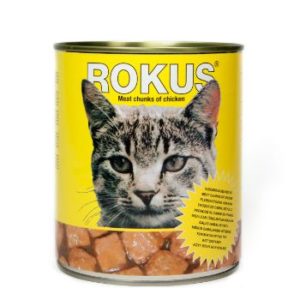 Barība kaķiem Rokus konservēta ar vistas gaļu 410g