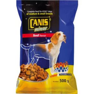 Barība suņiem Canis Major ar lielopu gaļu mazo šķirņu suņiem