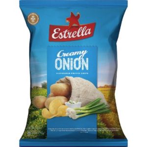 Čipsi Estrella ar skābā krējuma un sīpolu garšu 180g