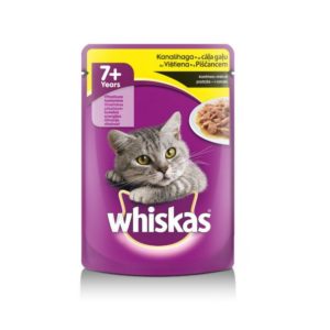 Barība kaķiem Whiskas pouch +7 ar cāļa gaļu maisiņš 100g