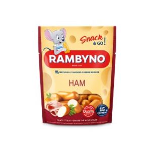 Kausētā siera uzkoda ar šķiņķi Rambyno Snack 45% 75g
