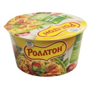 Nūdeles Rollton ar vistas garšu traukā 75g