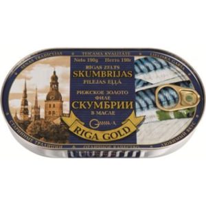 Skumbrijas fileja eļļā Rīgas Zelts 190g