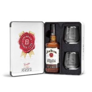 Viskijs Jim Beam white TIN 40% 0.7l + 2glāzes