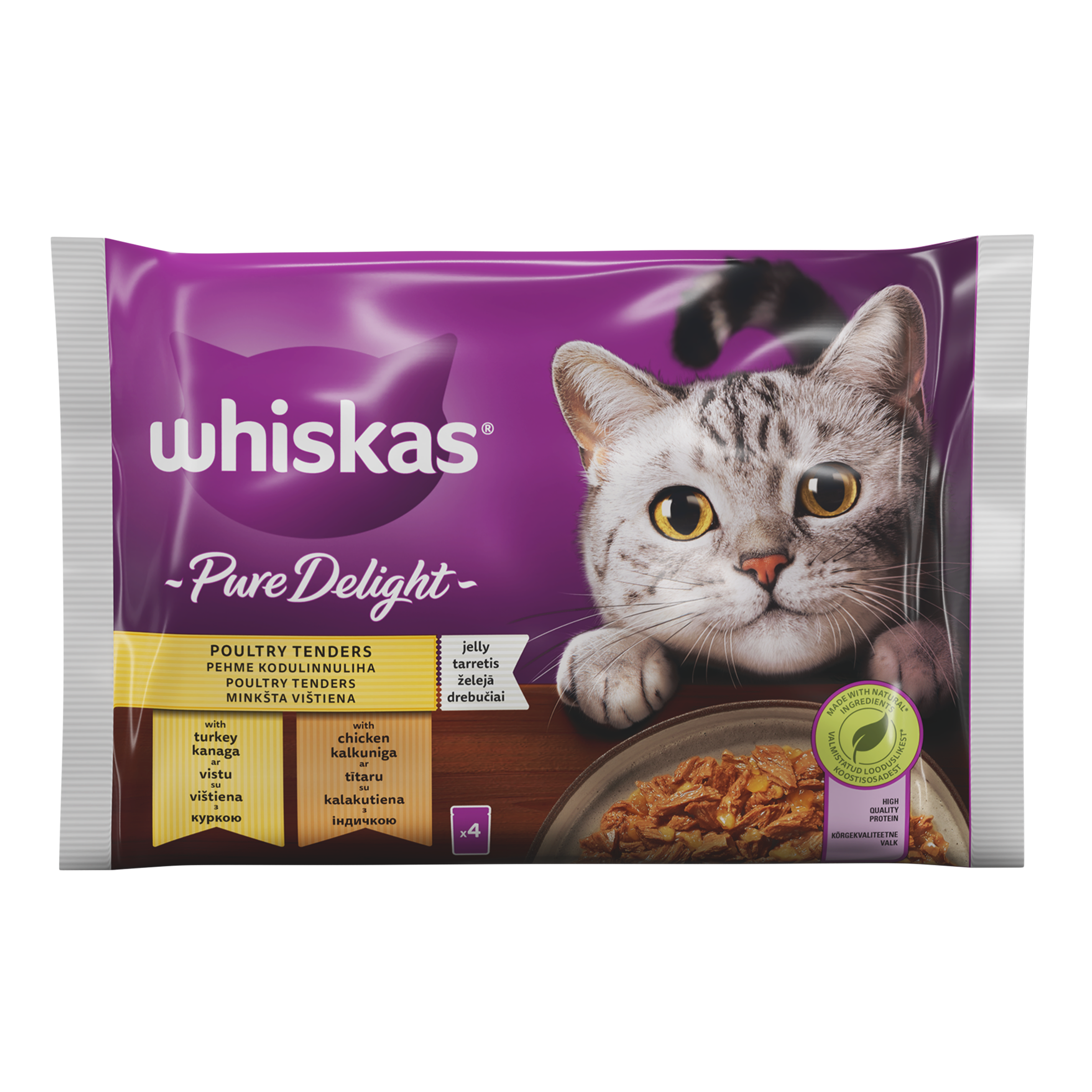 Barība kaķiem Whiskas Mājputnu gaļas izlase 4-paka 4x85g