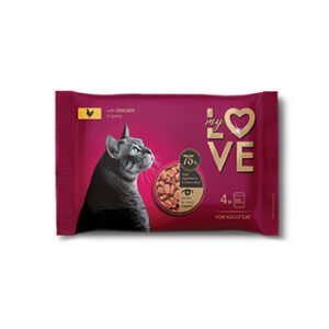 Barība kaķiem My Love ar vistas gaļu maigā mērcē 4x 85g